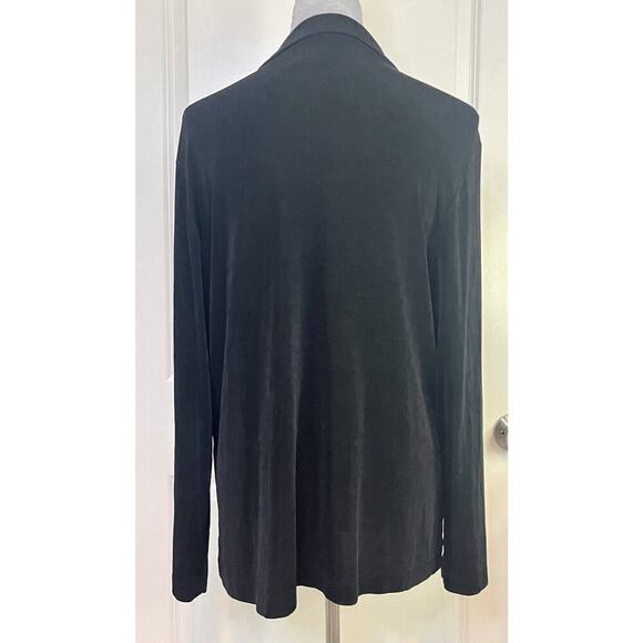 Chico’s Travelers LS Women’s Collared Lagenlook Cardigan Top Sz 2 Black Career - Picture 3 of 7